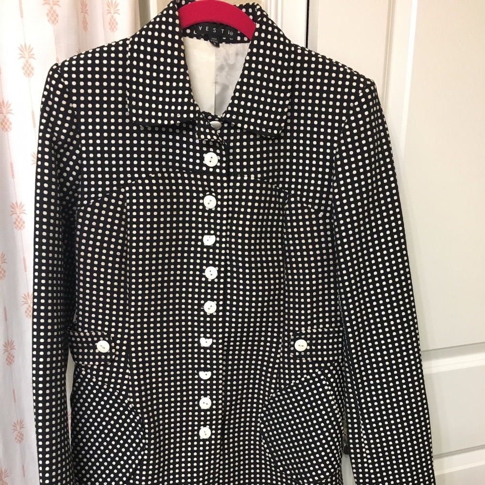 VESTI  White Polka dot jacket with white buttons